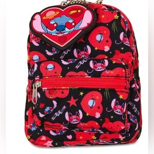 Disney Stitch Valentine Mini Backpack Keychain NWT Lilo & Stitch Heart Charm
